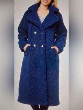 G by Giuliana Black Label 3x Plush Teddy Plush Coat Deep Navy tint deep purple
